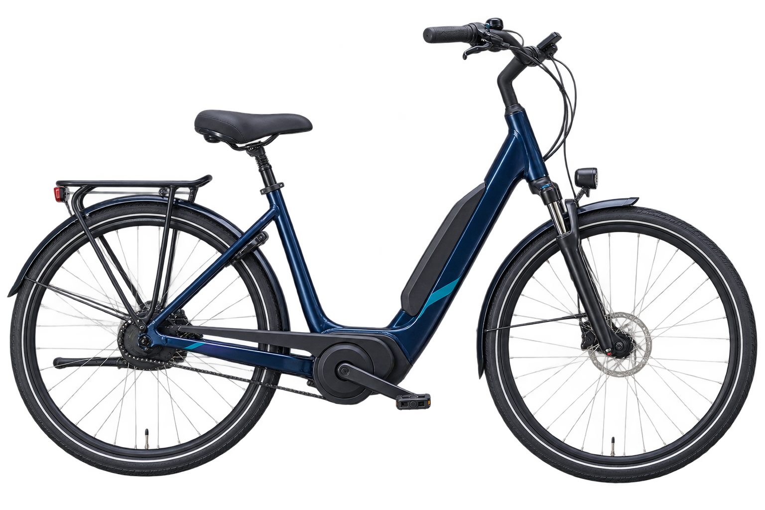 Volledige elektrische fiets, klaar voor de verzekeringscheck